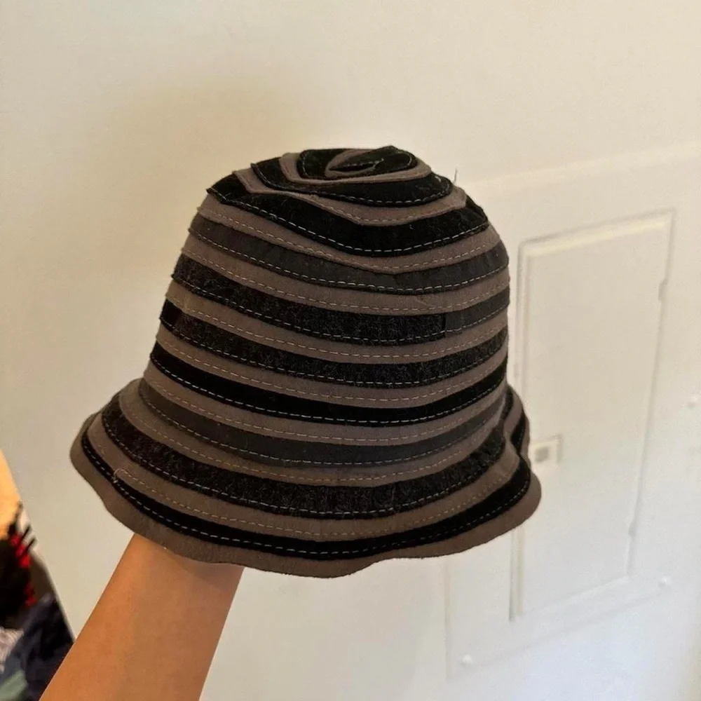 Stylish Black and Gray Striped Women's Hat